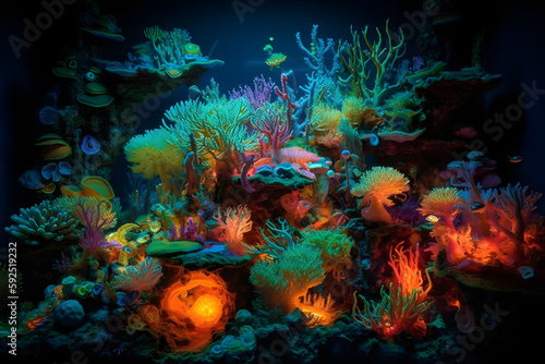 coral reef and fishes Generative AI