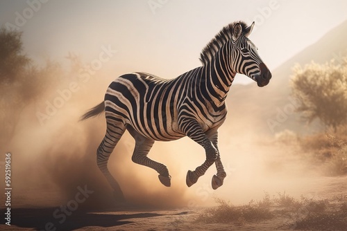 zebras running on the savanna