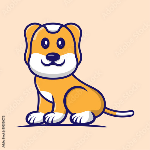 Cute dog sitting cartoon vector icon illustration  Flat animals vector