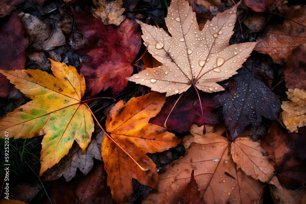 autumn leaves on the ground Generative AI autumn leaves on the ground Generative AI