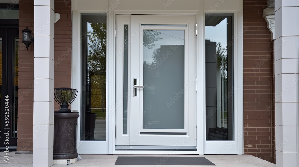 Fototapeta premium White wooden entrance door for a clean and luxurious effect to be the envy of everyone