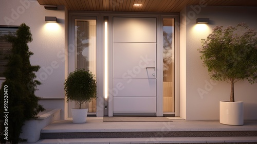 White wooden entrance door for a clean and luxurious effect to be the envy of everyone