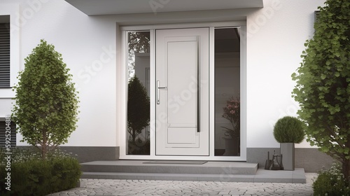 White wooden entrance door for a clean and luxurious effect to be the envy of everyone © Dniel
