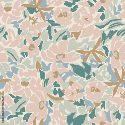 Vector flower layers illustration seamless repeat pattern