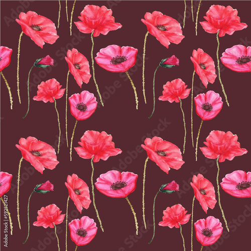 seamless background with poppies