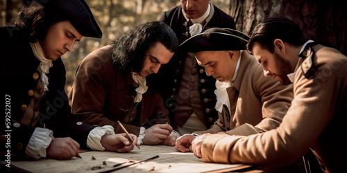 Historical reenactments of the signing of the Declaration of Independence Generative AI photo