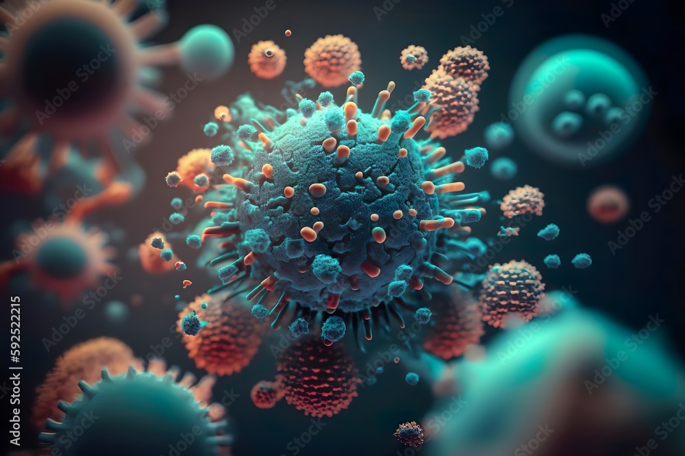 A microscopicarray of circular shapes in shades of blue and yellow created with generative ai technology A microscopicarray of circular shapes in shades of blue and yellow created with generative ai technology