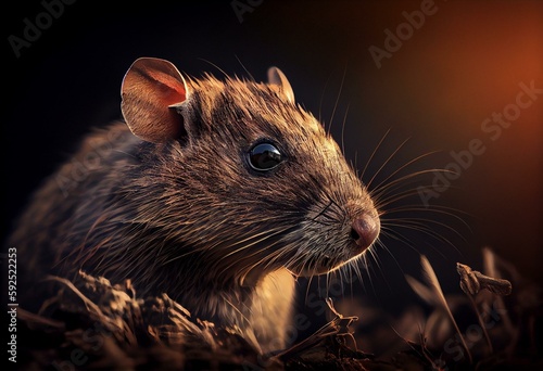 the Rat side view  golden hour isolated. Generative AI
