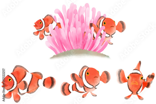                                                       Illustration material set with a clownfish motif