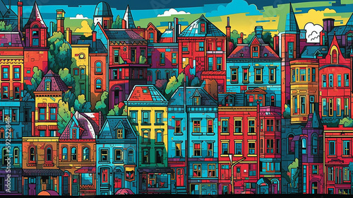 Colorful Cityscape Illustration