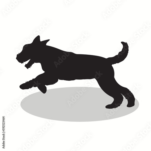 Airedale Terrier silhouettes and icons. Black flat color simple elegant airedale terrier animal vector and illustration.