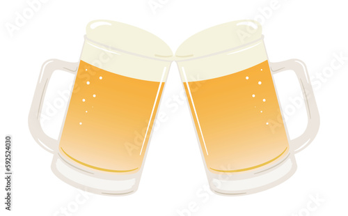 シンプルで使いやすい乾杯しているビールジョッキのベクターイラスト素材