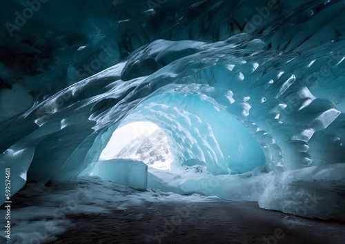 Massive Ice Cave or Unique Rock Formation, Generative AI