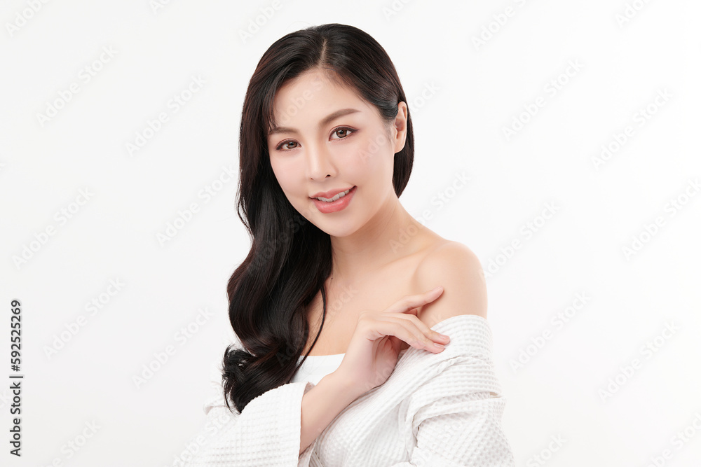 Beautiful young asian woman with clean fresh skin on white background, Face care, Facial treatment, Cosmetology, beauty and spa, Asian women portrait. Beautiful young asian woman with clean fresh skin on white background, Face care, Facial treatment, Cosmetology, beauty and spa, Asian women portrait.