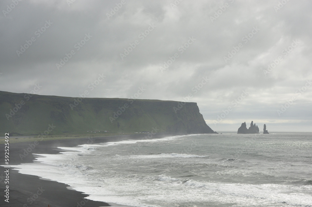 Scenic view of a coastline in Dyrholaey Cape, Iceland