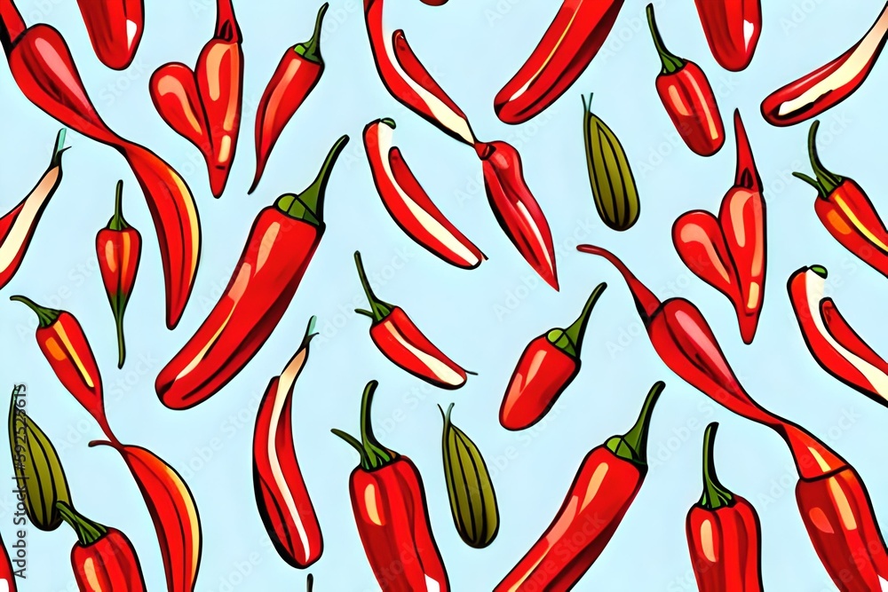 Red chili pattern. Generative AI. Red chili pattern. Generative AI.
