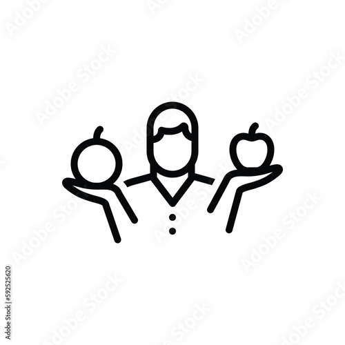 Black line icon for comparing 