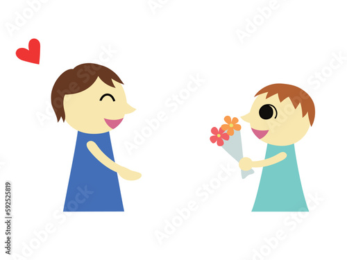 父親に花束を渡す男の子1