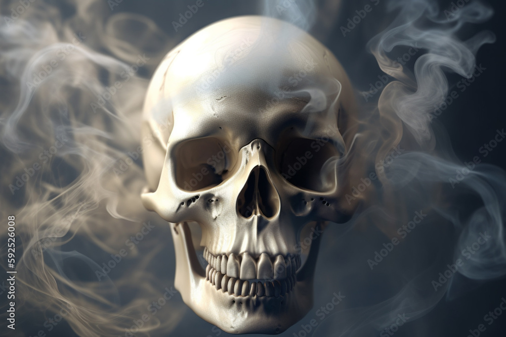 Abstract, surreal, creepy skull of smoke. Generative ai. Abstract, surreal, creepy skull of smoke. Generative ai.