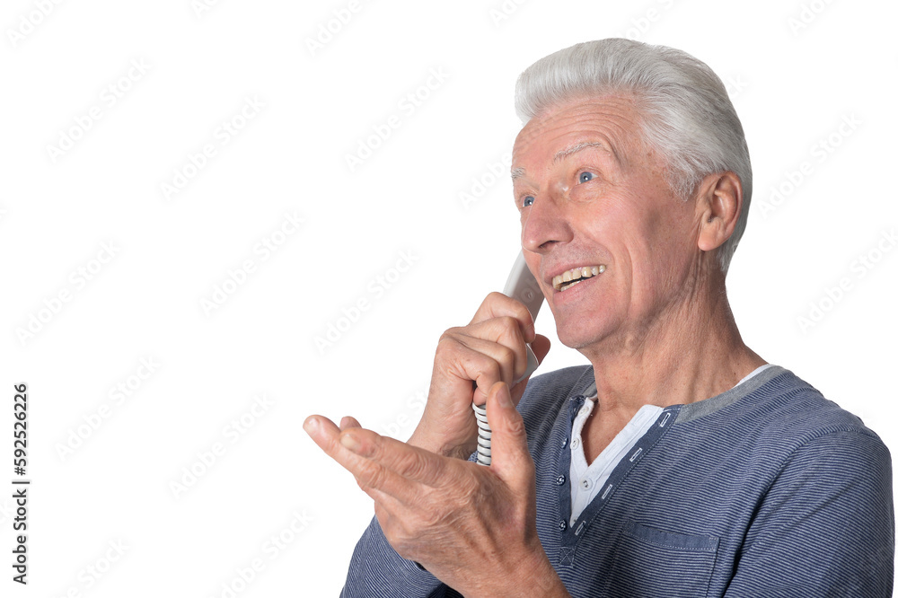 Portrait of senior man talking on the phone Portrait of senior man talking on the phone
