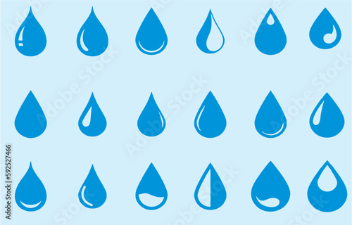 Water Drop set icons isolated on white background. Editable vector Drops in multiple shapes and styles. Water save concept. eps 10.