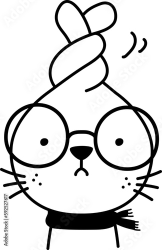 Cute kawaii little rabbit with twisted ears