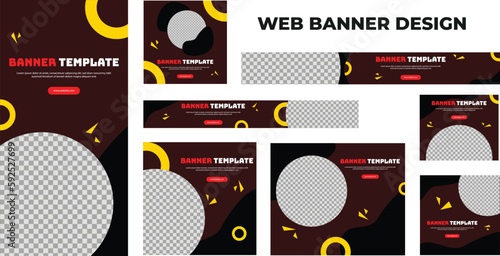 set of modern business web banners in standard size with a place for photos. Business ad banner cover header background for website design, Social media cover ads banner template.