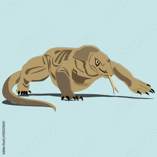 Komodo Dragon  wild life dangerous animal from Indonesia  Vector illustration art