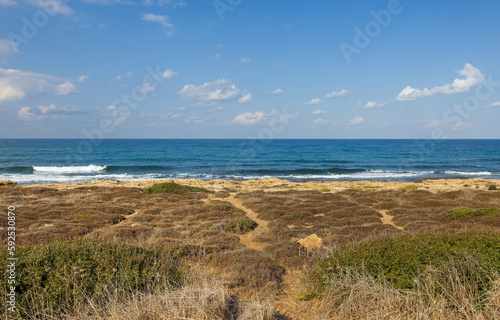 Coast of the mediterranean sea in the north of Israel