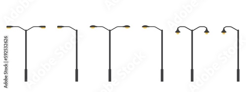 Public Street Light Pole Vector Illustration Isolated on White Background.