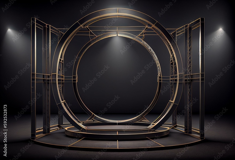3d circle square truss stage isolated for composition. Generative AI