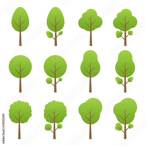 Set of Tree. Tree Icon. Vector Illustration Isolated on White Background.