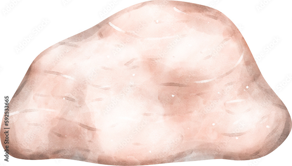 Fototapeta premium Cute watercolor light brown stone rock cartoon hand painting