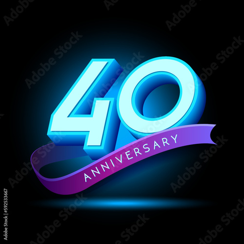 40 Anniversary 3D text with glow effect