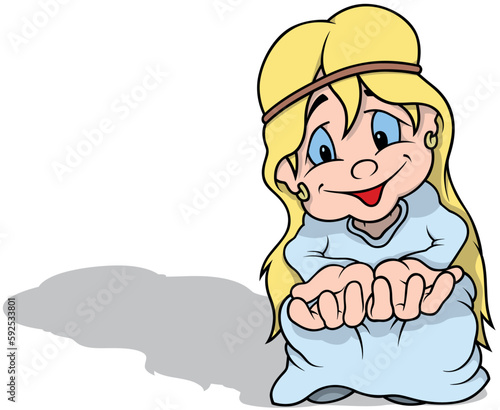 Blond Fairy Sitting with Pa...