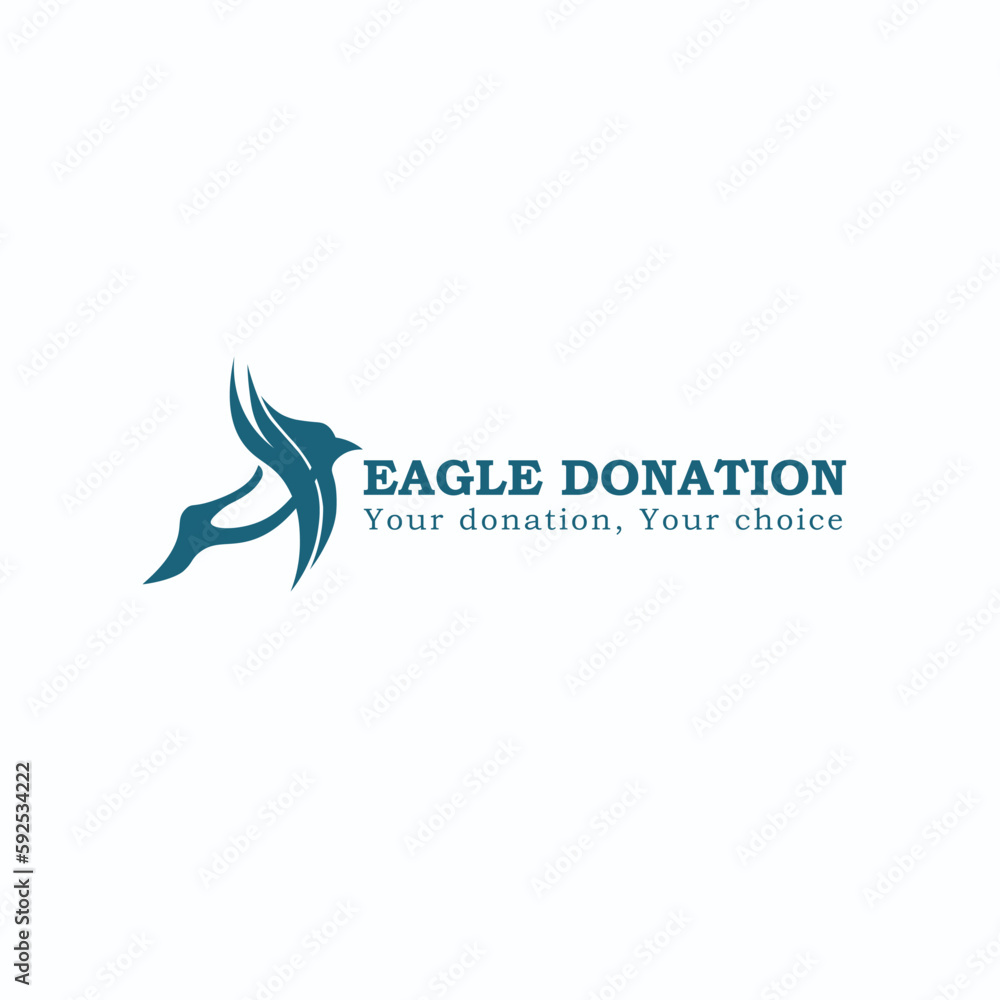 Fototapeta premium Hands holding for help with eagle icon logo vector graphic design.