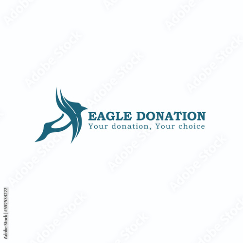 Hands holding for help with eagle icon logo vector graphic design.