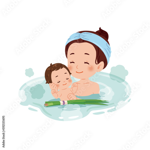 菖蒲湯　親子3　背景なし