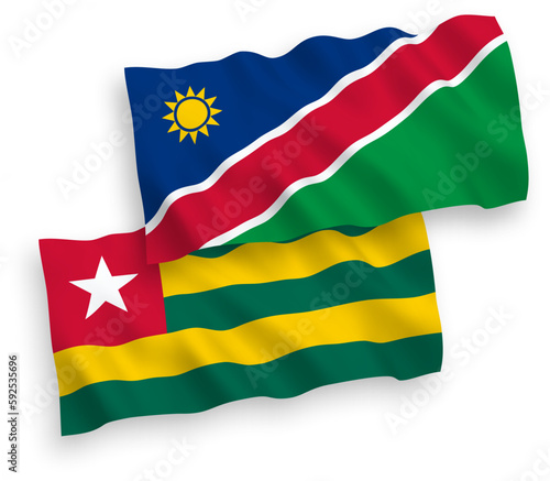 Flags of Togolese Republic and Republic of Namibia on a white background