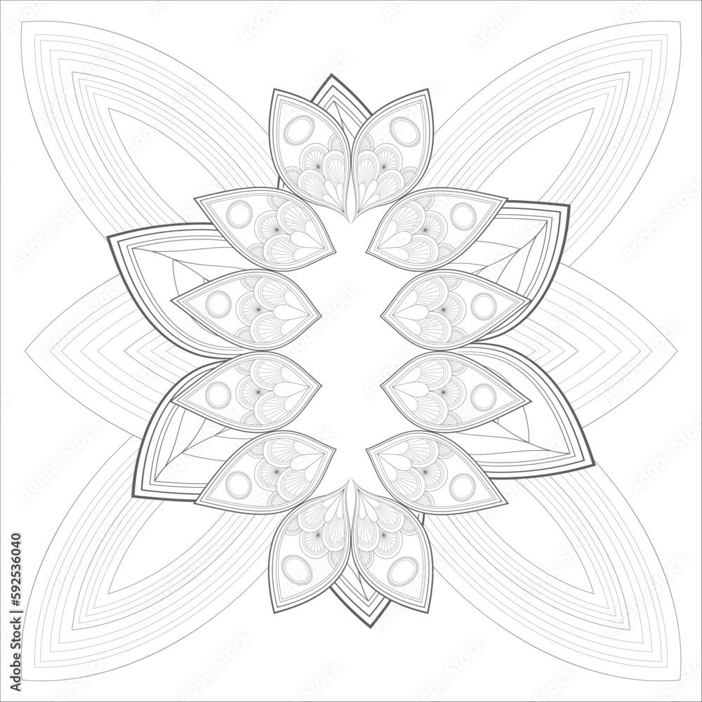 coloring page. Doodle flowers in black and white pleasing for adults' coloring page. pleasing decorative flower of Coloring book page for adult Black outline and white background coloring page. Doodle flowers in black and white pleasing for adults' coloring page. pleasing decorative flower of Coloring book page for adult Black outline and white background