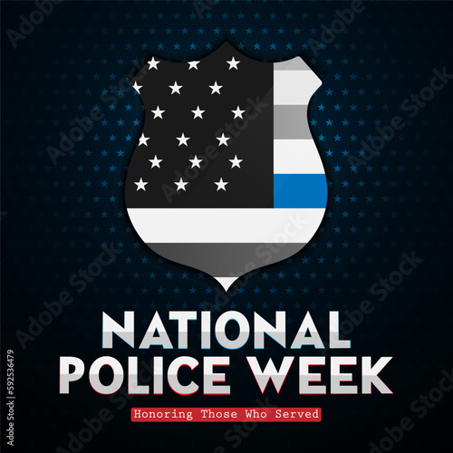 National Police Week. Celebrated in the United States in May.  Honoring all who served typography. Vector illustration design.