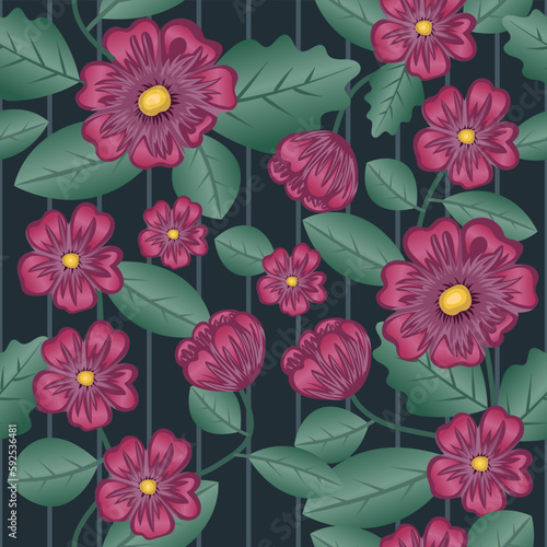 Flowers repeating pattern seamless all over print surface tile for floral wallpaper. Vector illustration design