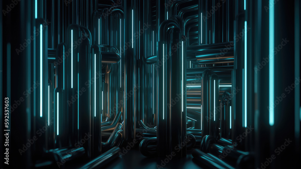 Fototapeta premium Futuristic background with some lights. Generative AI.