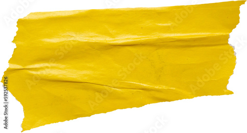 piece of yellow paper tear isolated on white background