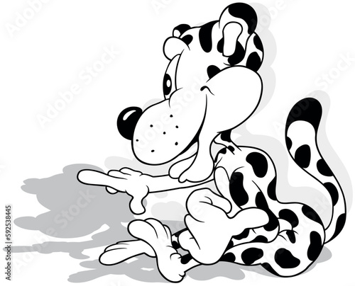 Drawing of a Sitting Leopar...