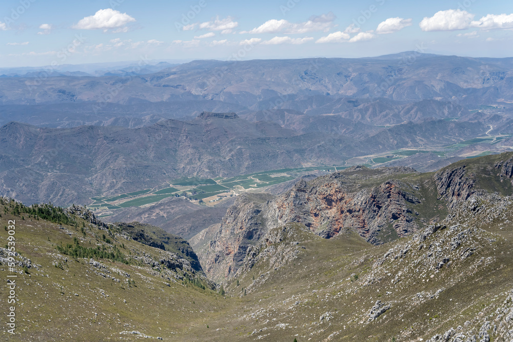  Langeberge range rocky gully and Keiser river valley aerial, South Africa