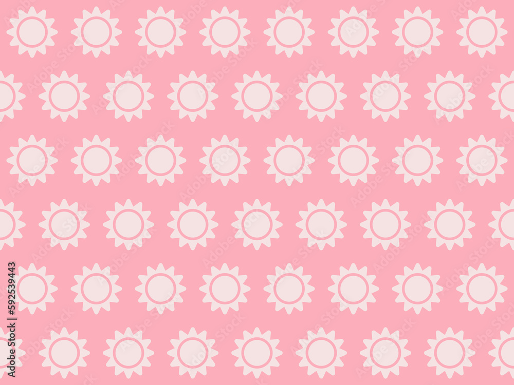 A cute Pink and white pastel seamless pattern of the sun with a background in Beach Concept Summer Theme, illustration