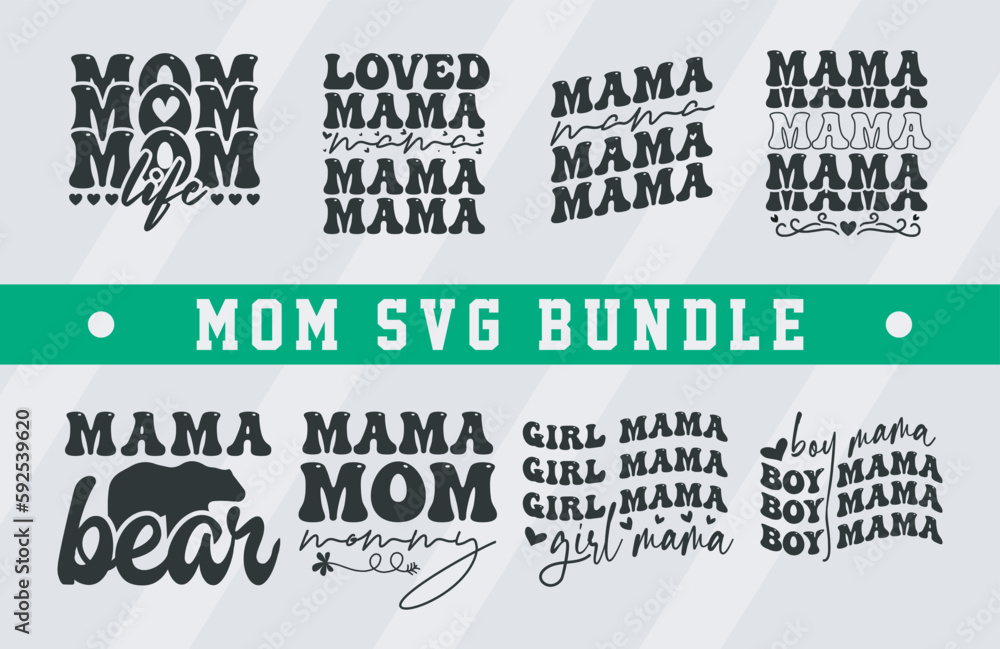 Retro Mother's Day SVG Bundle, Mom T Shirt svg, Mother's Day Gift, Mom Life, Gift for Mom, Retro Mama Svg, Cut Files, Mother Design, Vector Art