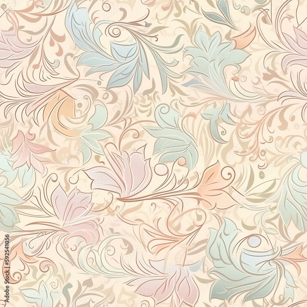 Subtle floral seamless pattern with a polished finish. AI generated.