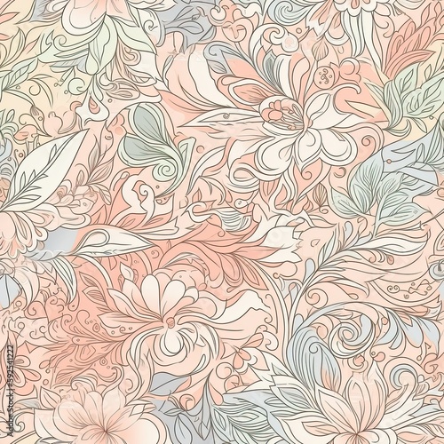 Elegant seamless floral pattern with a glossy sheen. AI generated.